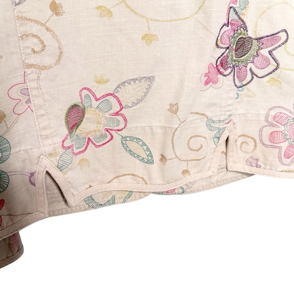 CHICO’S FLORAL EMBROIDERED CREAM AND PASTELS BLAZER SZ 2/12 - Picture 10 of 10